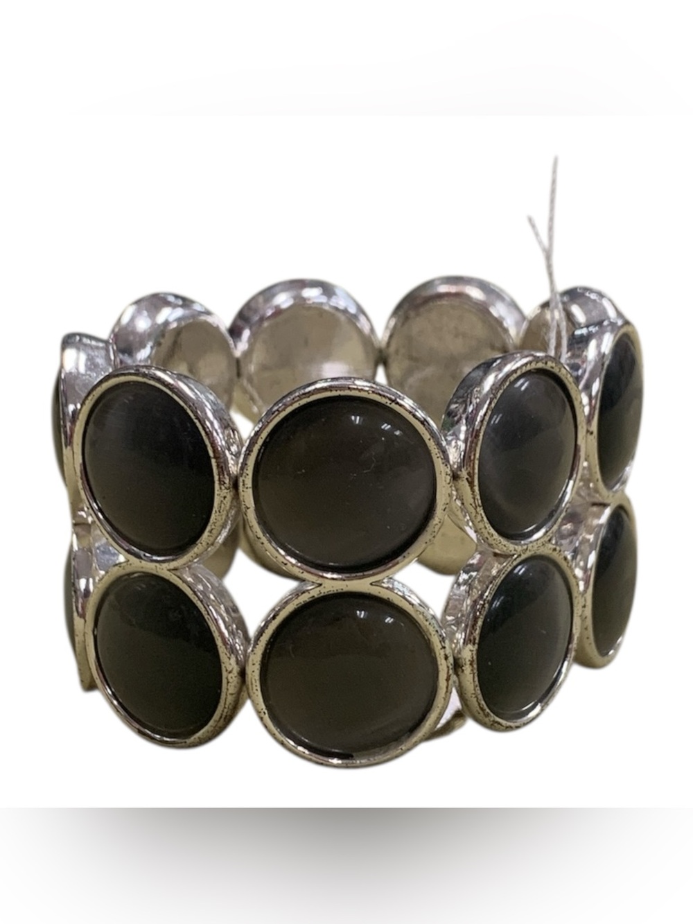Smoky Gray Round Stone Stretch Bracelet
